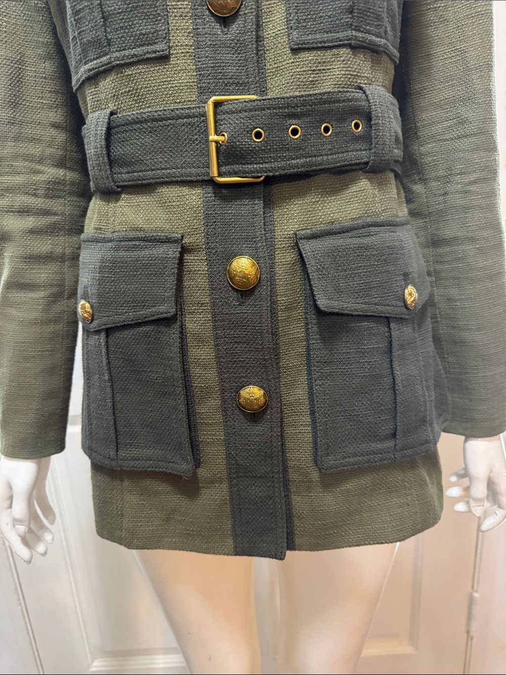 Veronica Beard Sonoma in Army & Loden Olive Military-Style Belted Jacket Size 6 - Picture 5 of 16